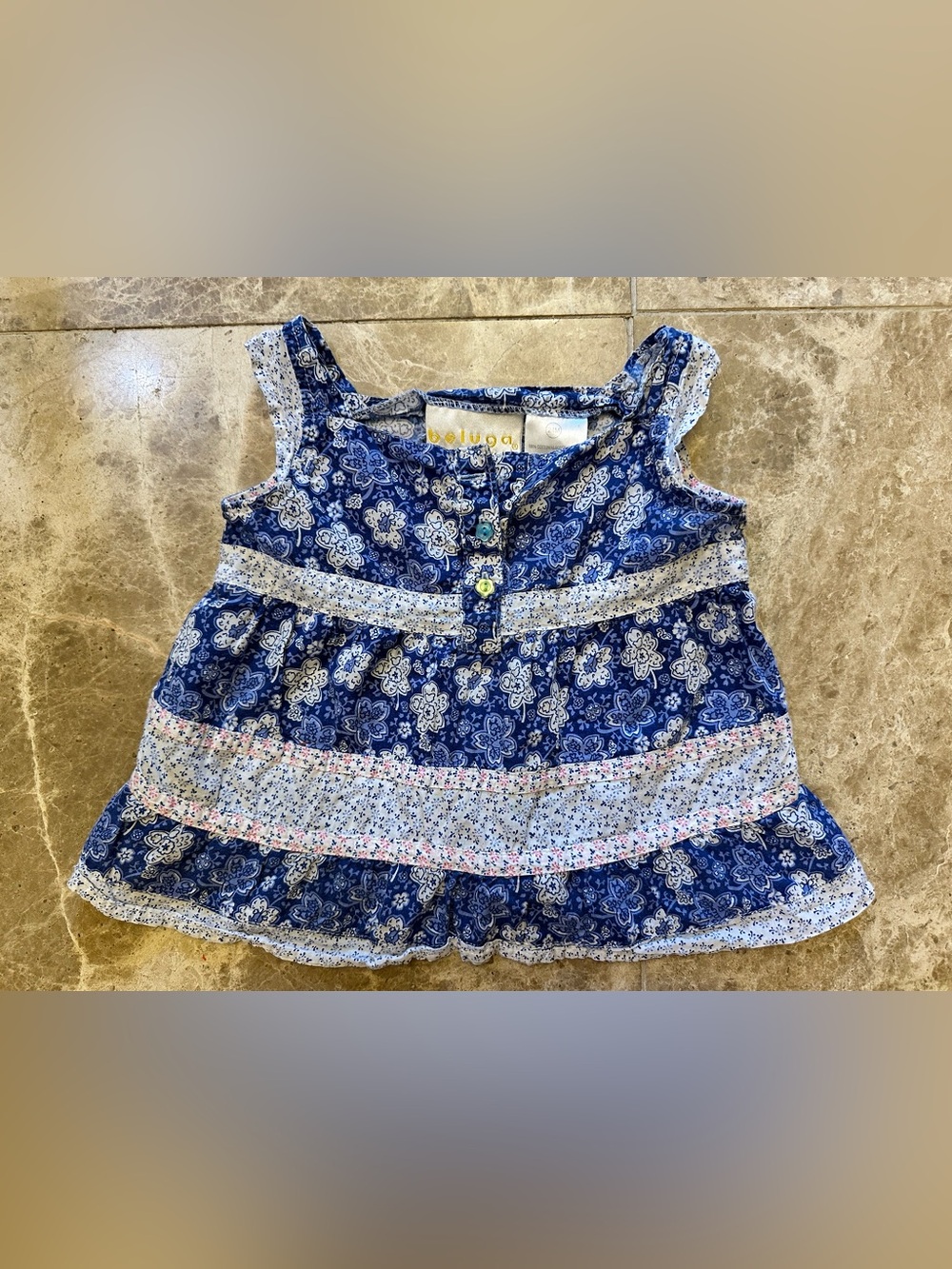Vintage 90s Baby Beluga Mixed Floral Tiered Babydoll Top Dress Boho Sun Clover
